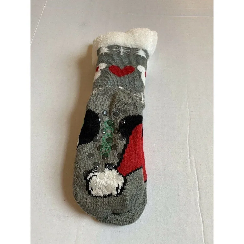 Disney Mickey Mouse Cozy Warmers Slipper Long Socks Christmas Santa‎ Holiday NWT